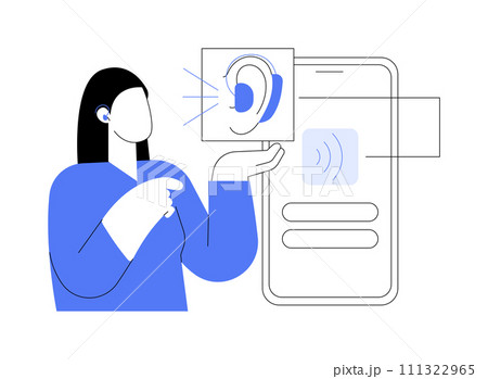 Hearing aids with phone compatibility isolated cartoon vector illustrations. Hearing aids with phone compatibility isolated cartoon vector illustrations. 111322965