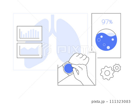 Smartwatch blood oxygen level monitoring isolated cartoon vector illustrations. Smartwatch blood oxygen level monitoring isolated cartoon vector illustrations. 111323083