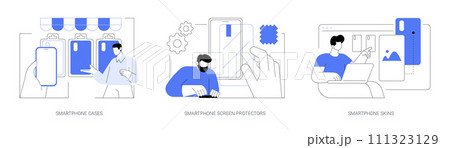 Smartphone protection accessories isolated cartoon vector illustrations se Smartphone protection accessories isolated cartoon vector illustrations se 111323129
