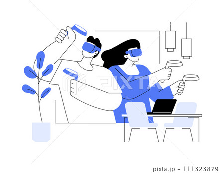 VR gaming isolated cartoon vector illustrations. VR gaming isolated cartoon vector illustrations. 111323879