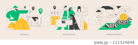 Changing habitation abstract concept vector illustrations. 111324048