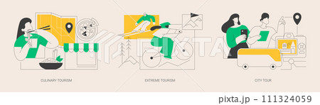 Authentic travel experience abstract concept vector illustrations. Authentic travel experience abstract concept vector illustrations. 111324059