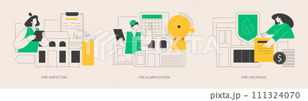 Fire prevention abstract concept vector illustrations. Fire prevention abstract concept vector illustrations. 111324070