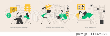 Workplace organization abstract concept vector illustrations. Workplace organization abstract concept vector illustrations. 111324079