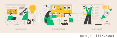 Project implementation abstract concept vector illustrations. 111324084