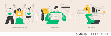 Socio-economic outbreak impact abstract concept vector illustrations. 111324093