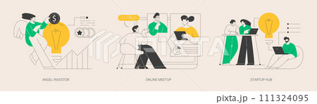 Business startup and communication abstract concept vector illustrations. Business startup and communication abstract concept vector illustrations. 111324095