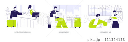 Hotel sevices for business abstract concept vector illustrations. Hotel sevices for business abstract concept vector illustrations. 111324138
