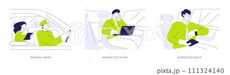 Business travel by car abstract concept vector illustrations. Business travel by car abstract concept vector illustrations. 111324140
