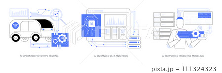 AI for Product and Models Development abstract concept vector illustrations. 111324323