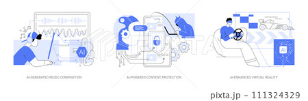 AI for Entertainment industry abstract concept vector illustrations. 111324329