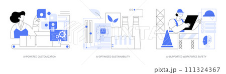 AI-Supported Manufacturing processes abstract concept vector illustrations. AI-Supported Manufacturing processes abstract concept vector illustrations. 111324367