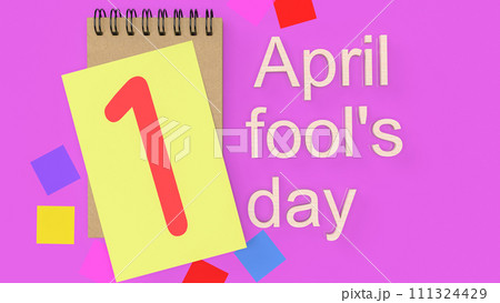 The number 1 on paper for April fools day concept 3d rendering. 111324429
