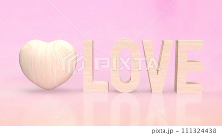 The Love and heart wood for valentines concept 3d rendering. 111324438