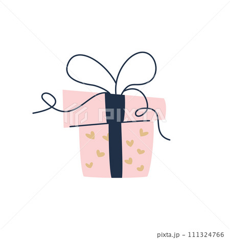 Isolated Pink Gift Box with hearts Isolated Pink Gift Box with hearts 111324766