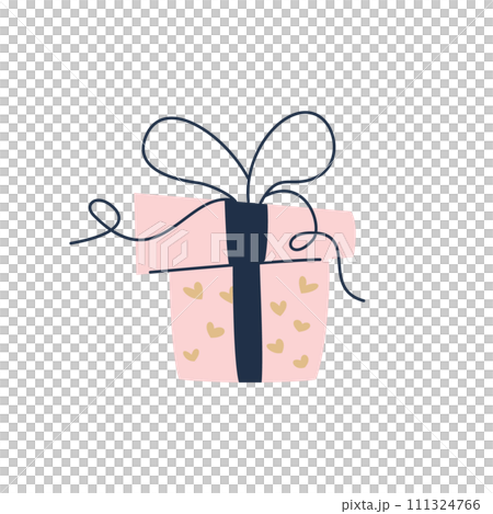 Isolated Pink Gift Box with hearts Isolated Pink Gift Box with hearts 111324766