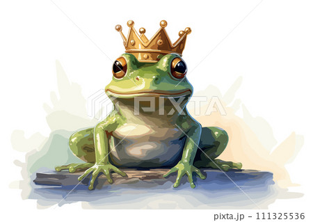 AI-generated content. green frog with crown vector illustration AI-generated content. green frog with crown vector illustration 111325536