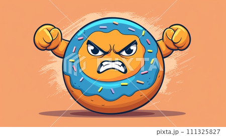 A cartoon donut with a blue face and sprinkles on it, AI A cartoon donut with a blue face and sprinkles on it, AI 111325827