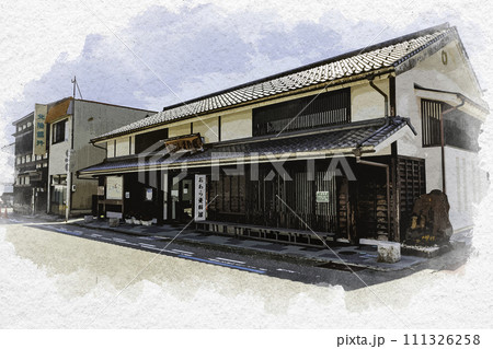 水彩画風　越中八尾　おわら資料館　富山県富山市 111326258
