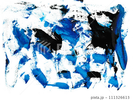 青と黒の荒々しいタッチの抽象的な水彩風テクスチャ背景のイラスト素材