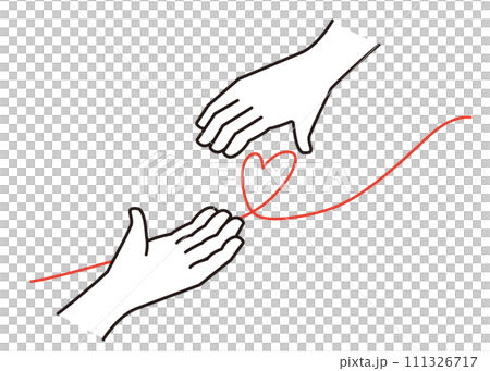 Line drawing illustration of a heart connected to an outstretched hand - image of cooperation, assistance, and rescue Line drawing illustration of a heart connected to an outstretched hand - image of cooperation, assistance, and rescue 111326717