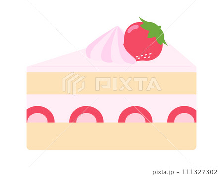 かわいいイチゴのショートケーキのイラスト かわいいイチゴのショートケーキのイラスト 111327302