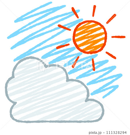 シンプルな太陽と雲のイラスト 111328294