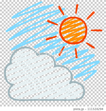シンプルな太陽と雲のイラスト 111328294