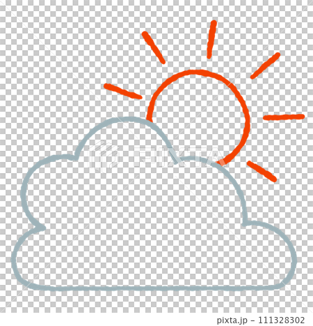 簡單的太陽和雲插畫 111328302