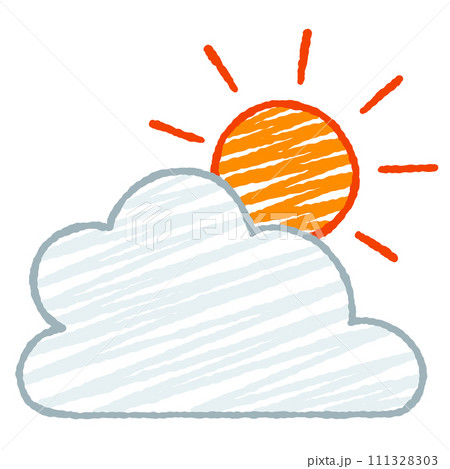 シンプルな太陽と雲のイラスト 111328303