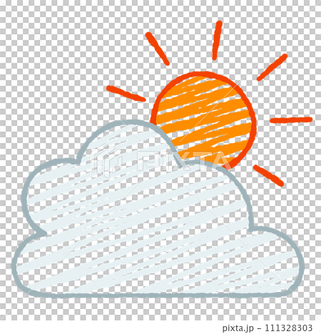 シンプルな太陽と雲のイラスト 111328303