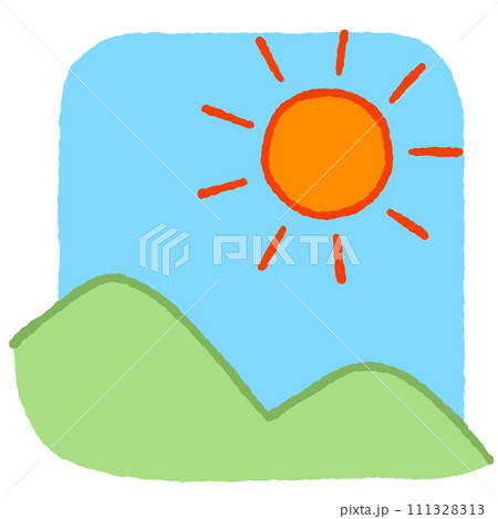 シンプルな太陽と山のイラストのイラスト素材 [111328313] - PIXTA
