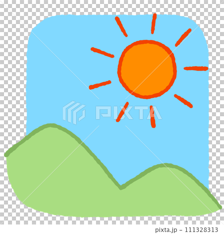 シンプルな太陽と山のイラストのイラスト素材 [111328313] - PIXTA