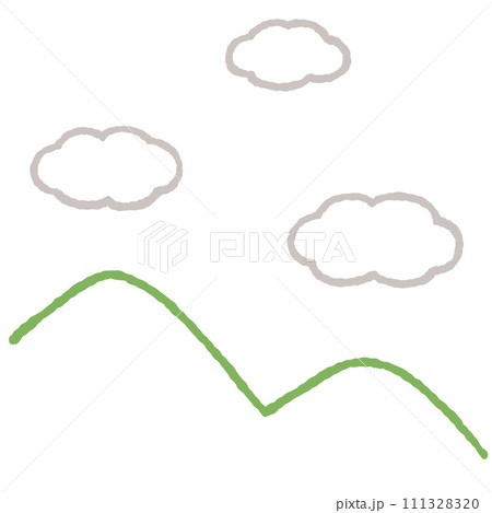 シンプルな山と雲のイラスト 111328320