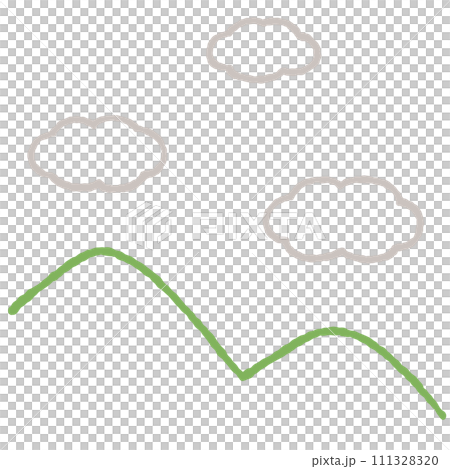 シンプルな山と雲のイラスト 111328320