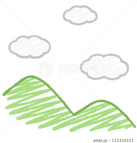 シンプルな山と雲のイラスト 111328321