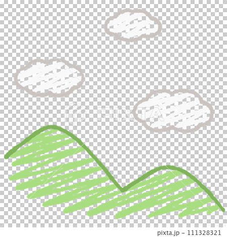 シンプルな山と雲のイラスト 111328321