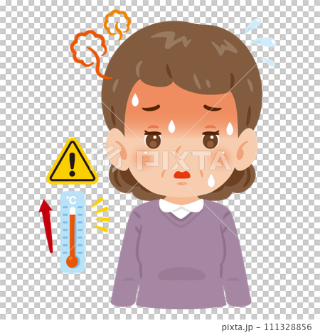middle-aged woman with fever 111328856