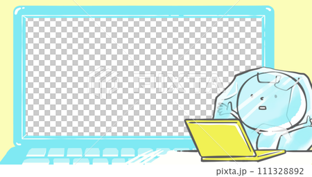 [Eye catch that can be used on blogs] White person freezing in front of a laptop 05 111328892