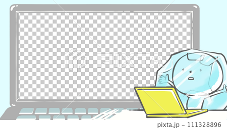 [Eye catch that can be used on blogs] White person freezing in front of a laptop 07 111328896