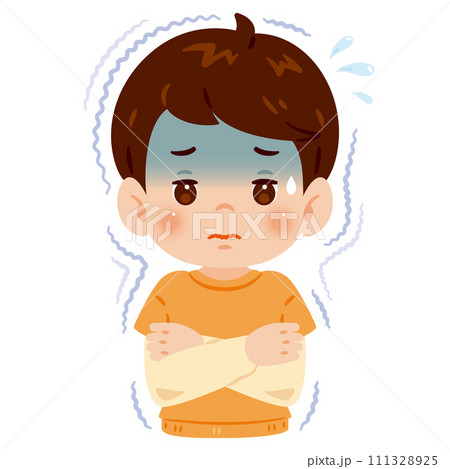 寒気で震える男の子 111328925