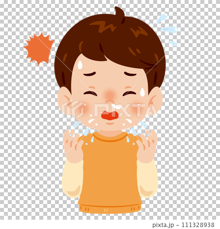 くしゃみをする男の子 111328938