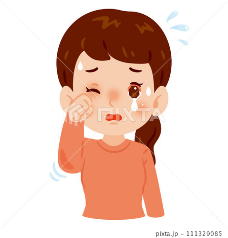 目が充血して痒みのある女性 目が充血して痒みのある女性 111329085