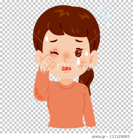 目が充血して痒みのある女性 目が充血して痒みのある女性 111329085