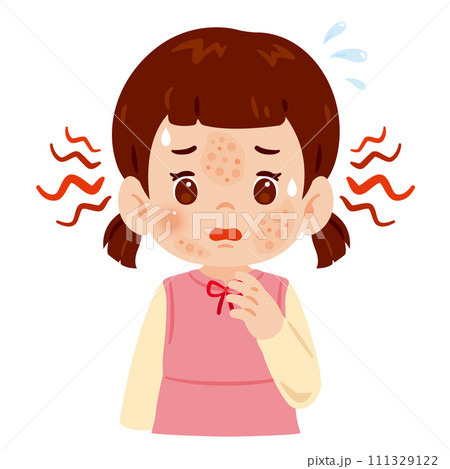 顔に発疹が出た女の子 顔に発疹が出た女の子 111329122