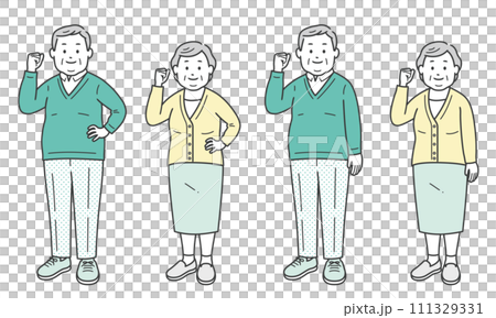 老年超重男女做膽量對角姿勢 老年超重男女做膽量對角姿勢 111329331