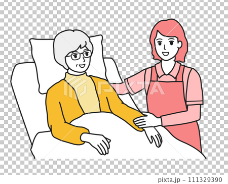 高齢者を介護する介護士の女性 111329390