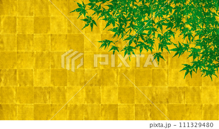 もみじのシルエットに金箔を散らした、琳派風の金屏風 もみじのシルエットに金箔を散らした、琳派風の金屏風 111329480