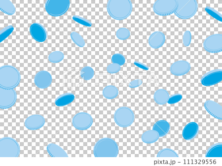 Background/wallpaper with scattered blue coins_horizontal 111329556