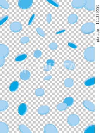 青いコインが舞い散る背景・壁紙_縦 111329559